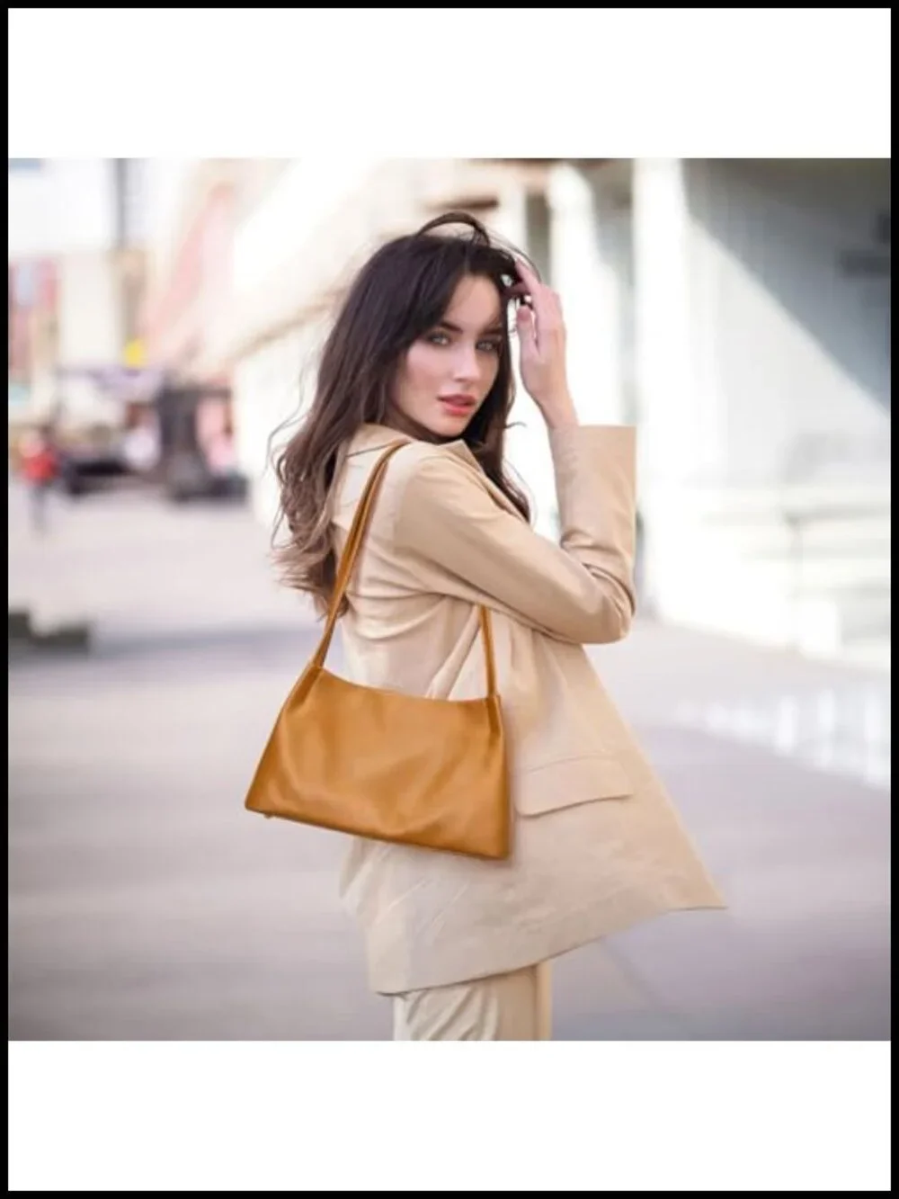 Top Grain Pebbled Cowhide Leather Hobo Bag with Magnetic Snap Closure